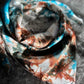 “Turquoise & Rust Marbled” -Charmeuse Silk Wild Rag