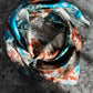 “Turquoise & Rust Marbled” -Charmeuse Silk Wild Rag