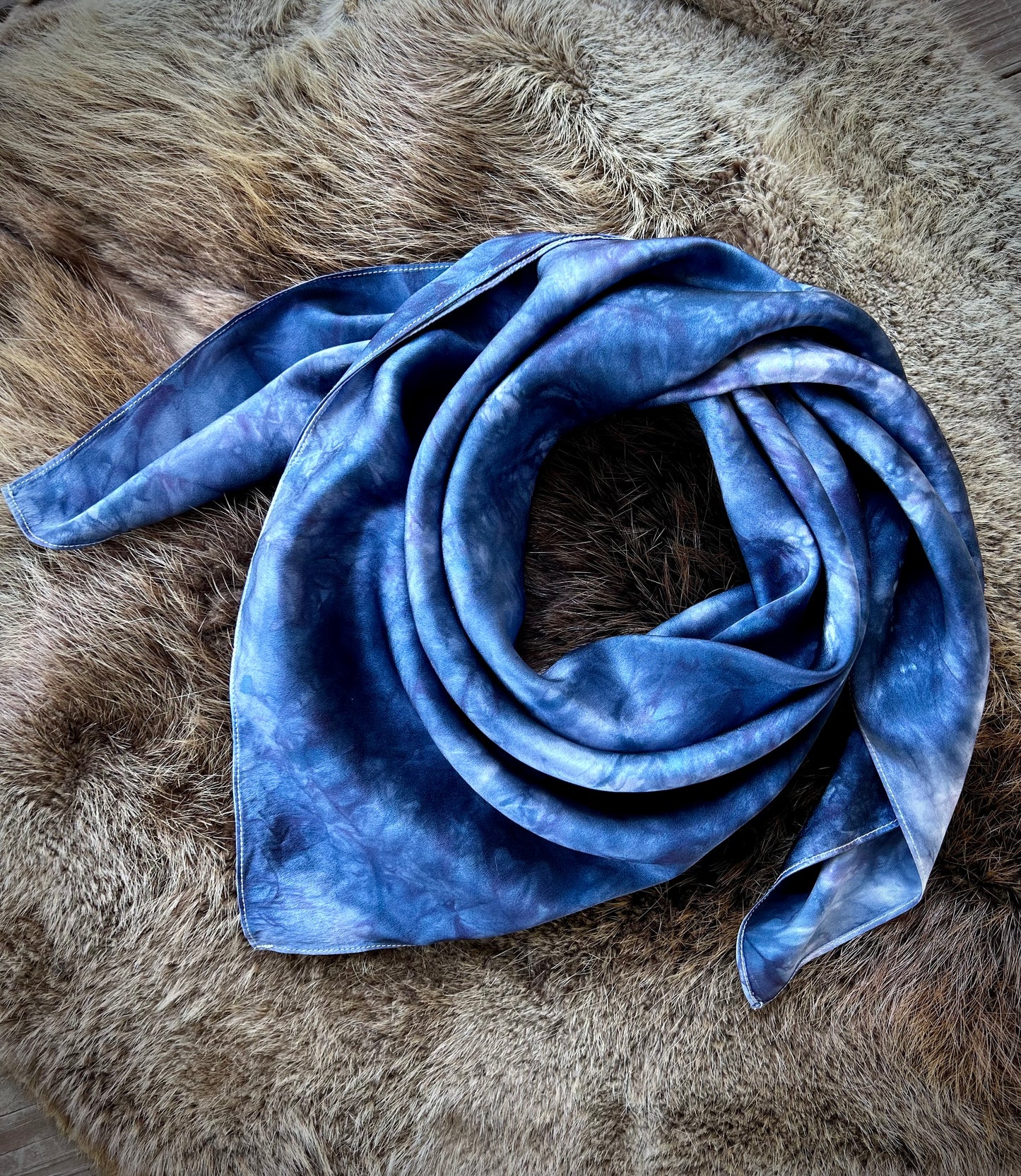 Silk Charmeuse Wild Rag- “Indigo Tonal"