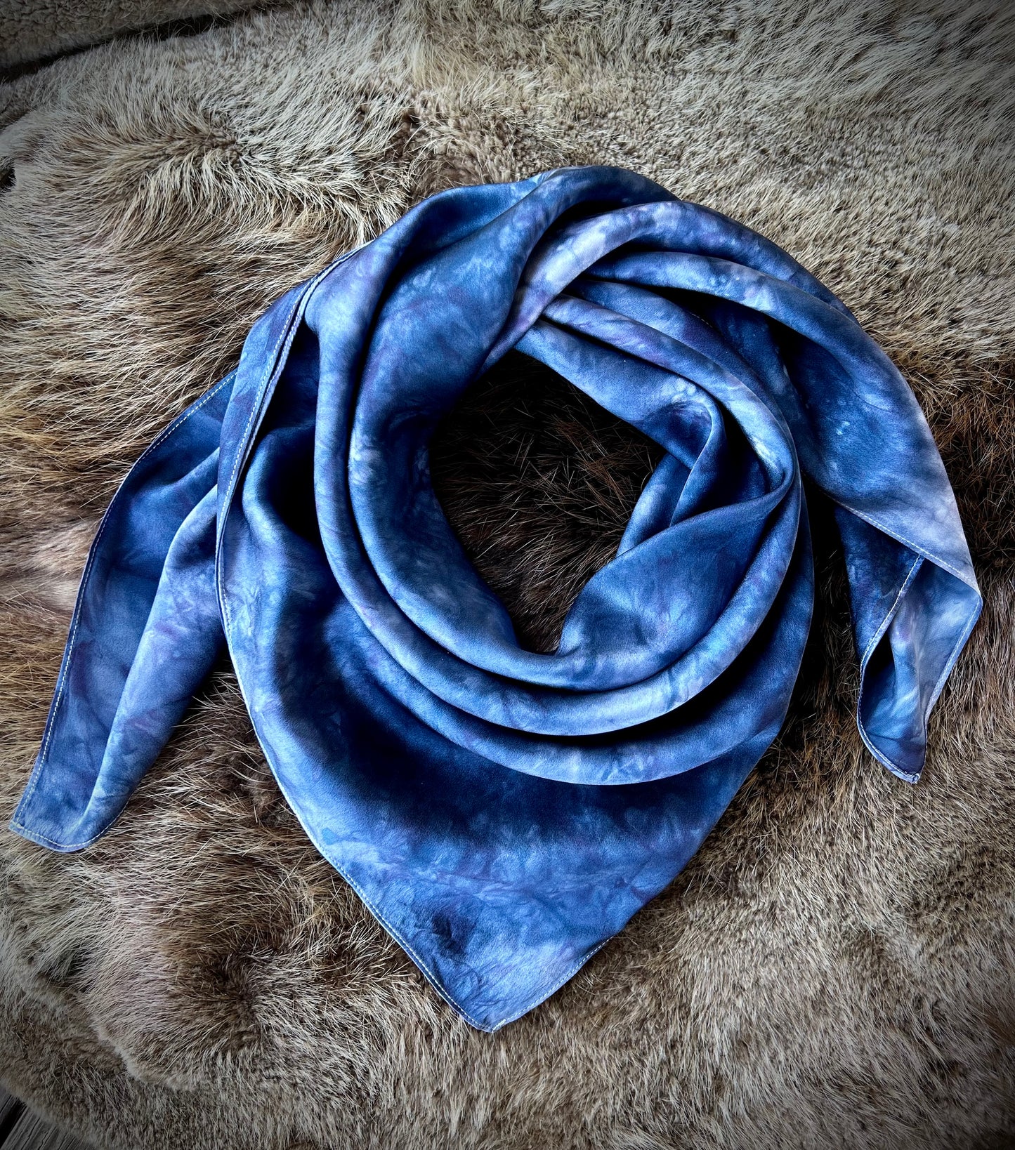 Silk Charmeuse Wild Rag- “Indigo Tonal"