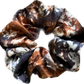 100% Silk Hand-Dyed Scrunchie- "Black & Rust Marbled"